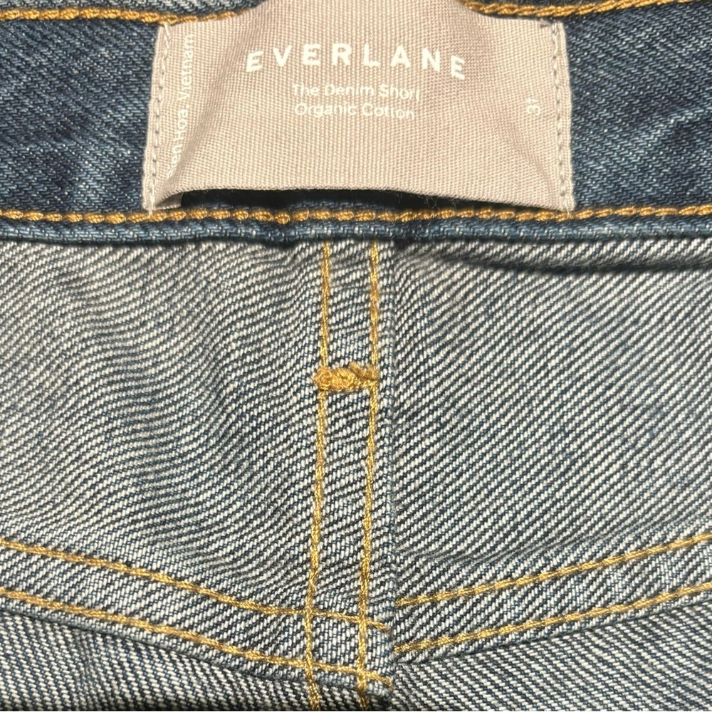 Everlane Denim Short Size 31 Organic Cotton Cut Off Rolled Hem Mid Rise Blue - Picture 6 of 9
